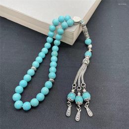 Strand 33 Prayer Beads Tasbih Blue Turquois Stone Misbaha Muslim Bracelet Arabic Wholesale Gifts Accessoires On Hand Rosary