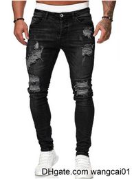 Men's Jeans Men's Jeans 2022 New Men's Casual Pants Ripped Spring And Autumn Sports Jeans Pocket Straight Street Run Soft Denim Ntral Slow 0408H23