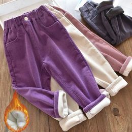 Trousers Kids Warm Pants Boy Girls Autumn Winter Corduroy Thick Outer Wear Sports Trousers 3-10Y Children Clothes Casual High Waist Pants 231108