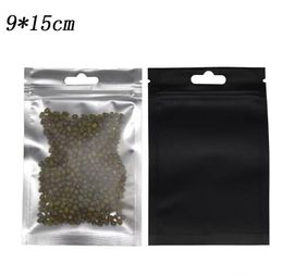 9*15cm Translucent Black Matte Aluminium Foil Zipper Package Bag Reclosable Zip Lock Plastic Bag Food Jewellery Display Packing Bag