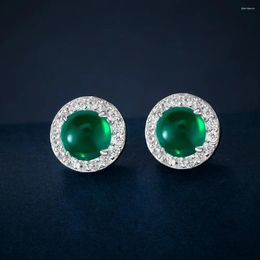 Stud Earrings S925 Round Flat Bottom 6.5mm Exquisite Fashion Small 1.75ct High End Wedding