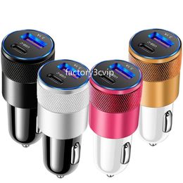 3.1A 15W USB C Car Charger USB with PD Aluminum Alloy Cigarette Lighter Adapter Fast Charger Car Auto Replacement Charger for iphone 12 13 14 15 Samsung F1