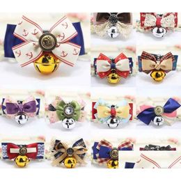 Dog Collars Leashes Pet Tie Necktie Bow Cat Bell Collar Jewelry L407 Drop Delivery Home Garden Supplies Dhxfn