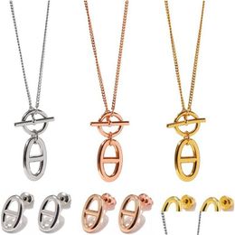 Charm Wholesale Oval 8 Shape H Stainless Steel Earnail Necklace Women Jewellery For Gifts Drop Delivery Dhfkx