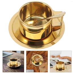 Cups Saucers Cereals Stainless Steel Coffee Mug Office Drinking Glasses Espresso Cup Decorative Metal Milk Set