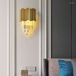 Wall Lamps Multilayer Clear Crystal Stick For Living Room Bedroom Home Decor Golden Black Light