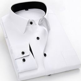Men's Casual Shirts Men's work clothes brand soft long sleeved square neck regular pure white/twill men's dress white men's top 230408