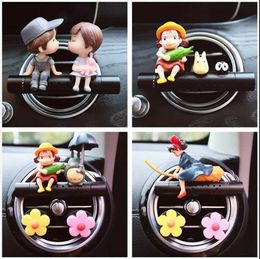 Interior Decorations Car air freshener cartoon girl riding a broom cute interior perfume metal aromatherapy vent decorations auto accessories AA230407