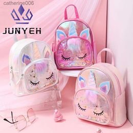 Backpacks Junyeh KIds Girl Backpack Cute Sequin Cartoon School Bags For Kindergarten Children's Backpacks DecorationL231108