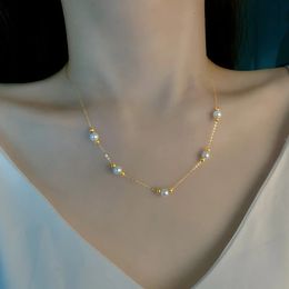 Pendant Necklaces NYMPH Real 18K Gold Necklace Fine Jewellery Pure AU750 O Chain Freshwater Pearl Pendant Trendy Party Gift For Women X597 231108