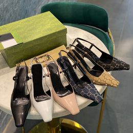 Chaussures habillées Bouts carrés Strass Lettre Jacquard-tricot Slingbacks Escarpins à talons chaton Talon aiguille Slip sur les chaussures de soirée de luxe pour femmes