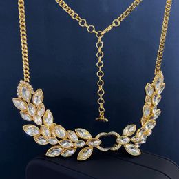 Fashionable And luxurious Women Extended Gold Necklace With High Beauty Value Full Diamond Wheat Pendant Designer Jewellery Lady High Quality Copper Charm Necklace