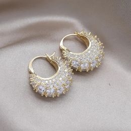 Stud Korea Design Fashion Jewelry 14K Gold plated Copper Set Zircon U-shaped Earrings Elegant Women's Daily Work Accessories 231108
