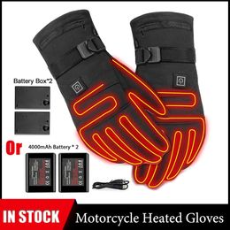 Cycling Gloves Bicycle Heated Gloves With 3 Levels 4000mAh Rechargeable Battery Powered Heat Gloves Winter Outdoors Thermal Skiing Warm Gloves 231108