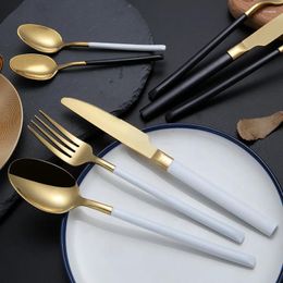 Knives Western Gold Spoon Fork Knife Cutlery Set 304 Stainless Steel Dinnerware For Kitchen Dinner Travel Tableware