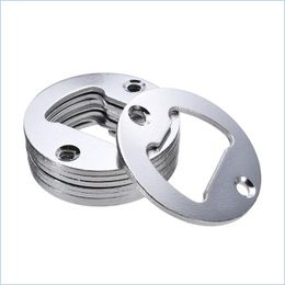 Openers Stainless Steel Bottle Opener Polished Iron Round 40Mm Diy Wine Beer Inserts Tools With Screws For Home Kitchen Bar Party Dr Dhqar
