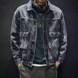 Men's Jackets High Quality Mens Denim Jacket Pockets Decors Fashion Jacket Coat Trendy Retro Style Loose Fit Denim Clothes Top;zln231108