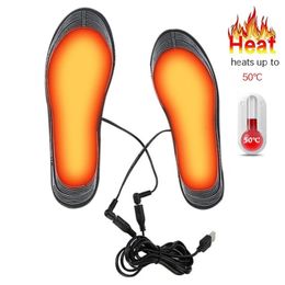 Shoe Parts Accessories USB Heated Shoe Insoles Outdoor Warm In Winter Rechargeable Electric Heated Sockliner Adjustable Size Warm Sockliner Washable 231108