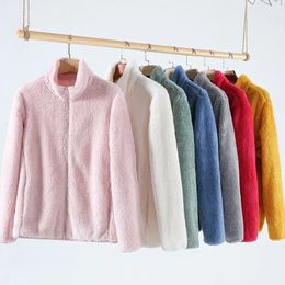 Women's Jackets Winter Coral Fleece Coats Women Fleece Jackets Long Sleeve Windproof Double-sided Large Size Coats Warm Outdoor Fleece Top 231108