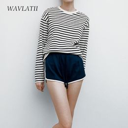 Women s T Shirt WAVLATII Women Striped Long Sleeve T shirts Female Streetwear Autumn Spring Cotton Tees Tops WLT2110 230407