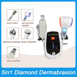 New 5in1 Diamond Dermabrasion Skin Peeling Facial Care Beauty Machine Face Lifting Deep Cleaning Ultrasonic Skin Scrubber Hot Cold Hammer Microdermabrasion