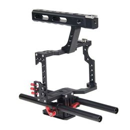 Freeshipping DSLR Rod Rig Film Movie Making Kit Camera Video Stabilising Handle Grip & Video Cage for Sony A7 A7r A7s II A6300 A6000 Rvbsr