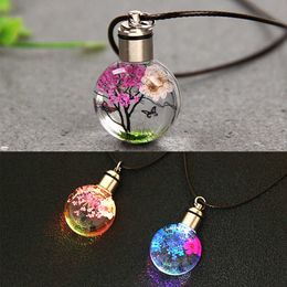 Decorations New Luminous Dried Flower Butterfly Glass Ball Craft Decoration Pendant Interior Decor Car Accessories AA230407