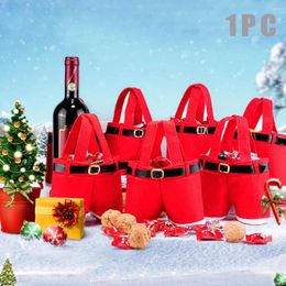 Christmas Decorations Buckram Santa Pants Large Handbag Candy Bag Gift Xmas Decor Cheer Treat Wine Bottle Holder Party