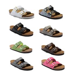 Flat Mules Cork Slipper Designer Slides Men Women Summer Boston Clogs Arizona Sandals Buckle Strap Nubuck Leather Beach Sliders