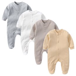 Rompers born 2/3 pieces unisex pure cotton baby women's clothing baby jumpsuit O-neck baby men's autumn pajamas full sleeve 230408