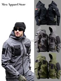 Men's Jackets Shark Skin Military Jackets Men Tactical Soft Shell Windproof Waterproof Hooded Cargo Jacket Outdoor Uniforms Multi-pocketszln231108