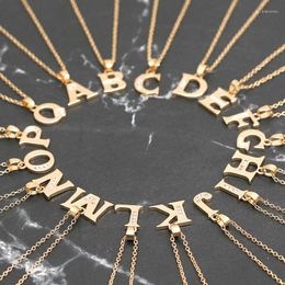Chains Zhijia Simple Luxury Crystal Rhinestone Gold Colour 26 English Letter A-Z Pendant Necklace For Men Women Gifts