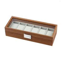 Watch Boxes Storage Box 6 Wide Slots Multifunctional Wood For Men Women Watches Necklace Bracelet Earrings Home Decoration