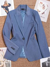 Women's Suits High Quality Office Ladies Work Wear Blazer Women Gray Navy Solid Long Sleeve Single Button Formal Jacket