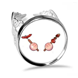 Cluster Rings Britain Barbecue Food Finger Ring Circlet Adjustable Jewellery Hand Ornament