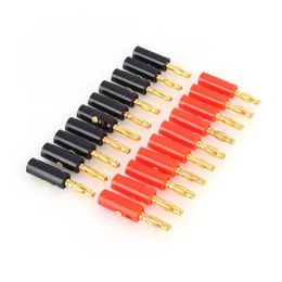 Freeshipping 20pcs/Packs Black & Red Wire Audio Speaker Cable Banana Plug Connectors 4mm Adapter Doskr