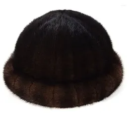 Berets 2023 Autumn Winter Super Warm Snow Show Women Genuine Rex White Russian Style Cap Lady Luxur Hat Hair Lovely