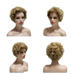 Women's Synthetic Wigs Layered Short Straight Pixie Cut Bloned Mix Natura Full Wig