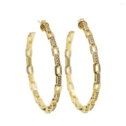 Hoop Earrings 33mm Big Huggie Earring With Clear Cz Paved Cuban Chain High Quality Gorgeous Luxury 2023 Summer Women Jewelry
