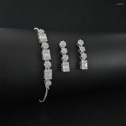 Necklace Earrings Set 2023 Arrival Luxury Silver Color And Bracelet For Women Christmas Gift Jewelry Wholesale E003-S003