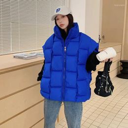 Women's Vests 2023 Winter Three-dimensional Woven Cotton Vest Lovers Square Trend Warm Thick Couple Down Jacket Women