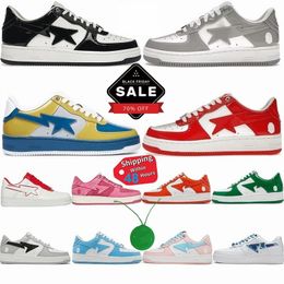 2024 Designer Casual Shoes Sta Grey Fog Black White Panda ABC Pink Red Green Blue Patent Leather Star Luxury Shoe For Men Women Trainers Flat Sneakers