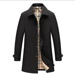 Осеннее высококачественное мужское пальто средней длины. Дизайнерский мужской бренд в британском стиле с лацканами. Свободный плащ. Повседневная однотонная мужская ветровка.