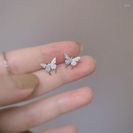 Stud Earrings Fashion Prevent Allergy Clear Zircon Butterfly Earring For Women Girls Wedding Party Birthday Jewellery Gift Eh1191