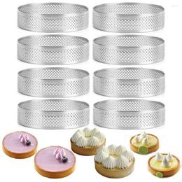 Baking Moulds Tart Ring Stainless Steel Tartlet Mould Circle Cutter Pie Heat-Resistant Perforated Cake Mousse Moulds Pastry