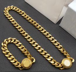 Neutral Style Thick Chain Cuba Choker Necklaces Bracelet 18K Gold Plated Men Bangle women Earring Rings Sets Hiphop Rock Punk Designer Jewellery XMS26 --007