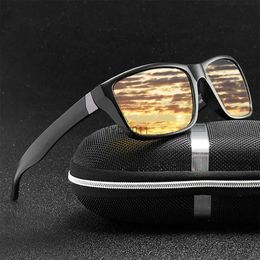 Sunglasses YAMEIZE Men's Sunglasses Night Vision Goggles Anti-Glare Polarised Car Driving Sun Glasses Yellow Lens UV400 YQ231108