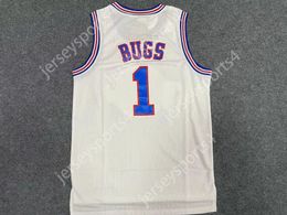 Bugs 1 Tune Squad Space Jam Basketball Jersey Movie Men's All Ed White Jerseys Size S-3XL Top Quality