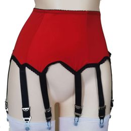 Sexy Costume Black Sexy Garter with 8 Buckles Straps Red Suspender Belt Garters for Stockings Pantyhose Lady Night Lingerie