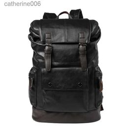 Backpacks Luxury Brand Leather Men Backpack Youth Large Capacity Travel Backpack Boy Laptop School Bag Male Business Shoulder Bag BlackL231108